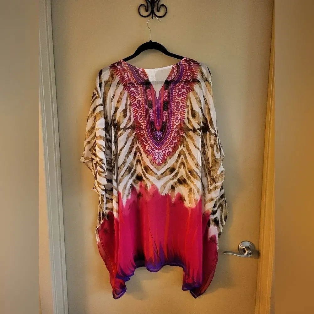 Gypsie Blu Embellished Boho Kaftan Tunic – One Size